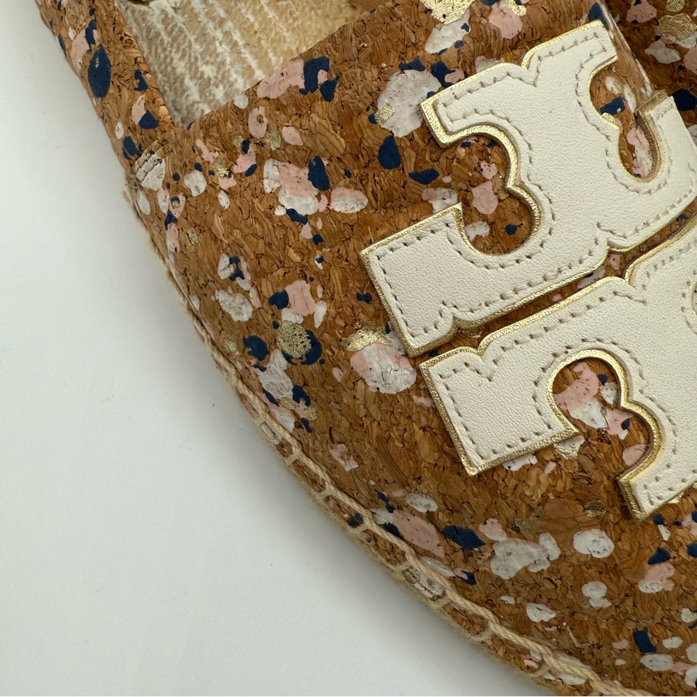 Tory Burch INES ESPADRILLE CONFETTI CORK / CALF LEATHER /METALLIC LEATHER  SZ 9M - Picture 9 of 17